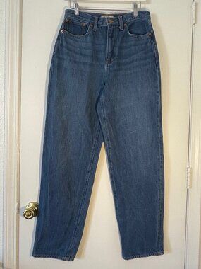 Madewell Baggy Straight Jeans Mid Wash Blue Denim Size 28 High Rise 90s Skater